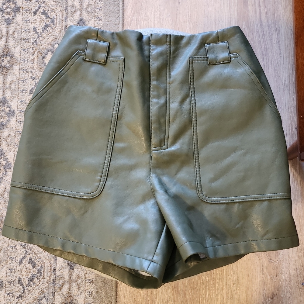 High Waisted Pleather Short
